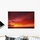Bright Orange Sunset Over Ocean Wall Mural