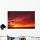 Bright Orange Sunset Over Ocean Wall Mural