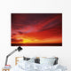 Bright Orange Sunset Over Ocean Wall Mural