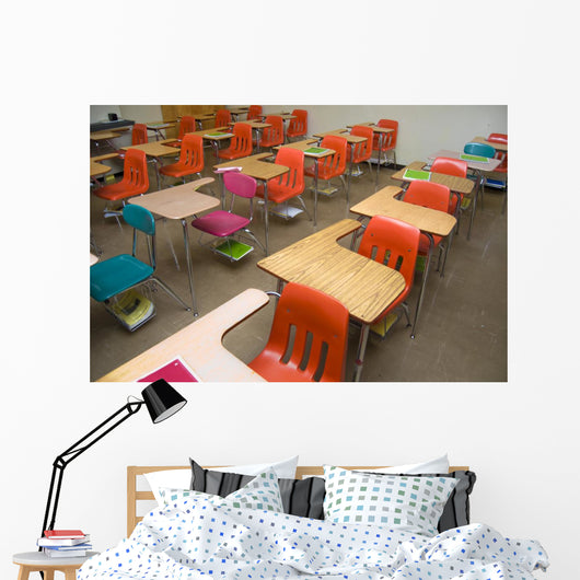 Empty School Desks Wall Mural