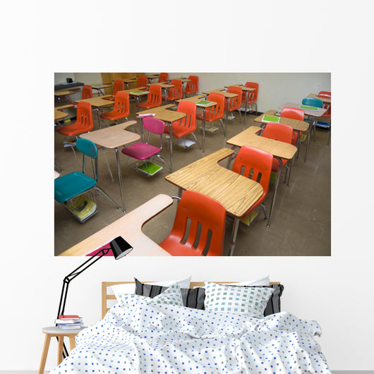 Empty School Desks Wall Mural