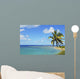 Fiji, Blue And Turquoise Ocean With Palm Tree And Sandy Beach Wall Mural