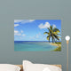 Fiji, Blue And Turquoise Ocean With Palm Tree And Sandy Beach Wall Mural