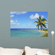 Fiji, Blue And Turquoise Ocean With Palm Tree And Sandy Beach Wall Mural