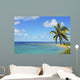 Fiji, Blue And Turquoise Ocean With Palm Tree And Sandy Beach Wall Mural