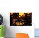 Fiji, Sunset Over Suva Bay, Silhouetted Palm Trees In Foreground Wall Mural