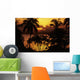 Fiji, Sunset Over Suva Bay, Silhouetted Palm Trees In Foreground Wall Mural