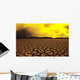 Cracked mud in dry lake bed in warm afternoon lighting Wall Mural