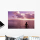 Fiji, Wakaya Island, Woman In Ocean Silhouetted At Sunset Wall Mural