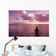 Fiji, Wakaya Island, Woman In Ocean Silhouetted At Sunset Wall Mural
