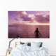 Fiji, Wakaya Island, Woman In Ocean Silhouetted At Sunset Wall Mural