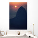 Brazil, Rio De Janeiro, Sugarloaf Mountain Silhouetted At Sunset Wall Mural