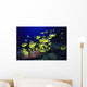 Hawaii, School Of Raccoon Butterflyfish Feeding Along Reef Wall Mural