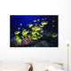 Hawaii, School Of Raccoon Butterflyfish Feeding Along Reef Wall Mural