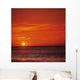 Orange Sunset Over Ocean Water, Sunball On Horizon Wall Mural