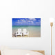 White Beach Chairs On Beautiful Beach, Clear Turquoise Water Wall Mural
