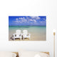 White Beach Chairs On Beautiful Beach, Clear Turquoise Water Wall Mural