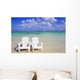 White Beach Chairs On Beautiful Beach, Clear Turquoise Water Wall Mural