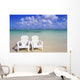 White Beach Chairs On Beautiful Beach, Clear Turquoise Water Wall Mural