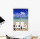 White Beach Chairs On Beautiful Beach, Clear Turquoise Water Wall Mural