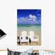 White Beach Chairs On Beautiful Beach, Clear Turquoise Water Wall Mural