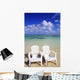 White Beach Chairs On Beautiful Beach, Clear Turquoise Water Wall Mural