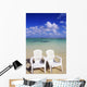 White Beach Chairs On Beautiful Beach, Clear Turquoise Water Wall Mural