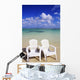 White Beach Chairs On Beautiful Beach, Clear Turquoise Water Wall Mural