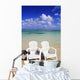 White Beach Chairs On Beautiful Beach, Clear Turquoise Water Wall Mural
