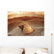 Seashell Laying In The Sand With Sun Setting Behind It Wall Mural