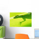 Outline Of A Green Lizard From Under A Leaf Wall Mural
