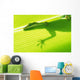 Outline Of A Green Lizard From Under A Leaf Wall Mural