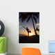 Hawaii, Maui, Olowalu, Woman Doing Yoga At Sunset Under Palm Trees Wall Mural