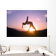 Hawaii, Maui, Olowalu, Woman Doing Yoga At Sunset Wall Mural