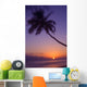 Hawaii, Maui, Olowalu, Palm Tree Over The Beach At Sunset Wall Mural