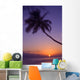 Hawaii, Maui, Olowalu, Palm Tree Over The Beach At Sunset Wall Mural