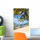 Two Hammocks Hang Between Palm Trees On Sandy Tropical Beach Wall Mural
