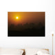 China, Guilin, Piled Silk Mountains, Orange Misty Sunset Wall Mural