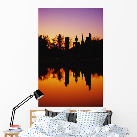 Silhouetted And Reflecting On Water Wall Mural