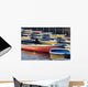 Japan, Tokyo, Ueno Park, Colorful Row Boats Tied Together On Lake Wall Mural