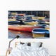 Japan, Tokyo, Ueno Park, Colorful Row Boats Tied Together On Lake Wall Mural