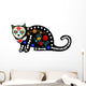 Calavera Skeleton Cat Wall Decal