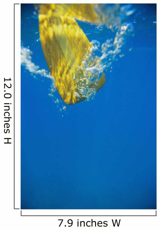 Underwater View Of Yellow Paddle Stroking Water, Creating Bubbles Wall Mural