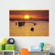 Orange Reflections On Water And Sun On Horizon Wall Mural