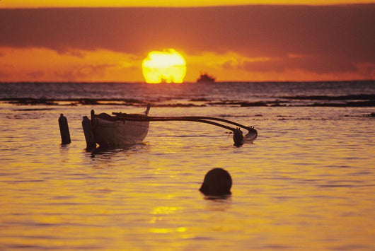 Orange Reflections On Water And Sun On Horizon Wall Mural