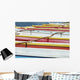 Hawaii, Oahu, Lineup Of Colorful Outrigger Canoes Wall Mural