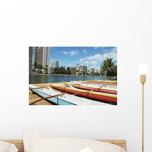 Waikiki Buildings Across The Water Wall Mural