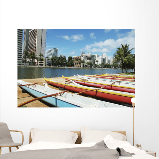 Waikiki Buildings Across The Water Wall Mural