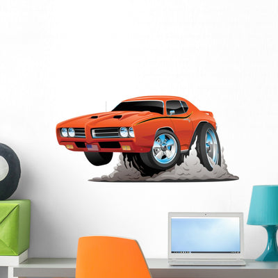 American Muscle Car Hot Wall Decal shown on a wall