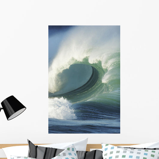 Hawaii, Oahu, North Shore, Waimea Bay, Wild And Crashing Shorebreak Wall Mural
